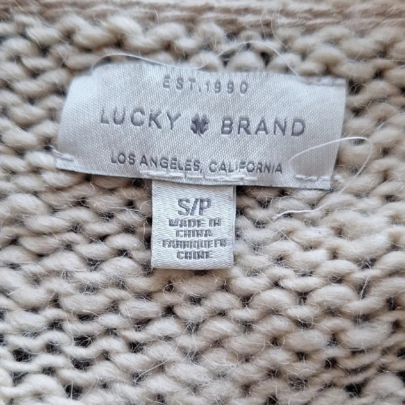 NEW LUCKY BRAND Bobble Diamond Oatmeal Wool Blend Knit Cardigan Sweater - Picture 8 of 9